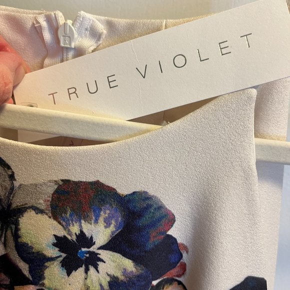 ASOS White and Purple Asymmetrical Halter Sheath Dress - Picture 3 of 4